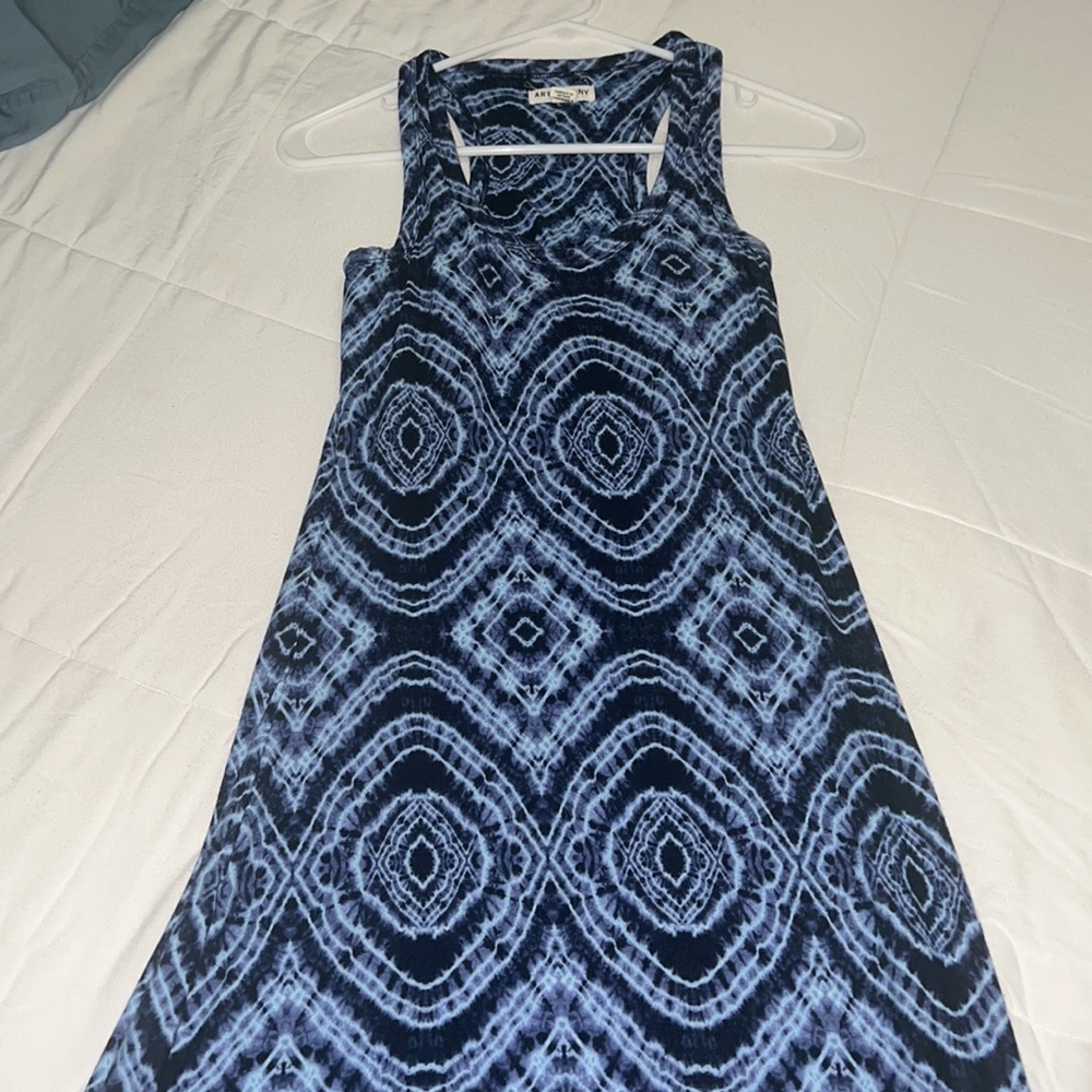 Fitted stretchy blue maxi dress
